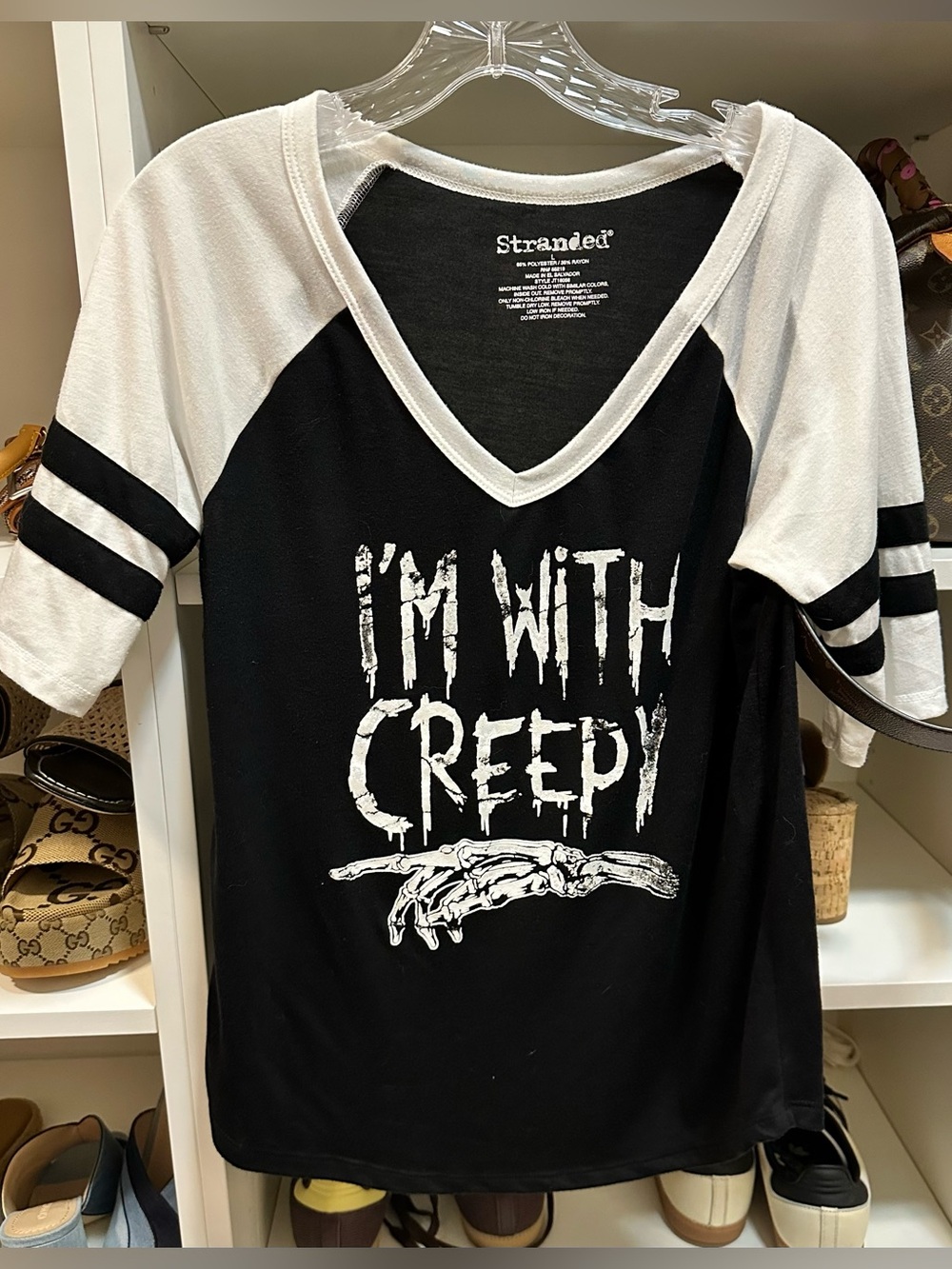 NWOT Stranded “I’m With Creepy” vneck tee size L